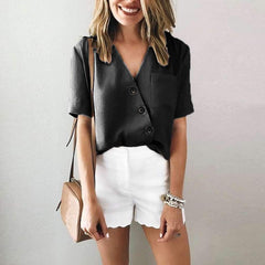 Fashion Irregular V neck Blouses