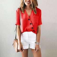 Fashion Irregular V neck Blouses