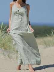 Casual Sleeveless Cotton Loose Maxi Dresses