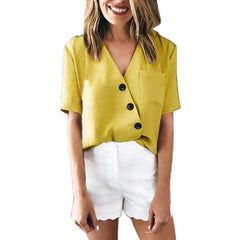 Fashion Irregular V neck Blouses