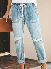 Fashion Casual Lacing Jean Pants