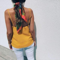 Casual Pure V neck Backless Vests