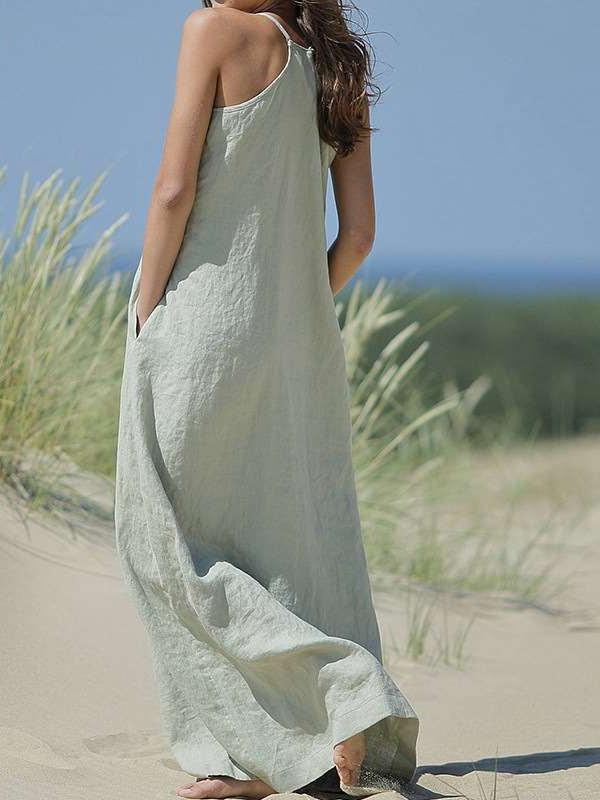 Casual Sleeveless Cotton Loose Maxi Dresses