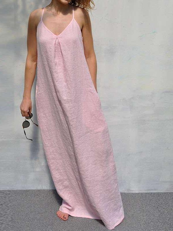 Casual Sleeveless Cotton Loose Maxi Dresses