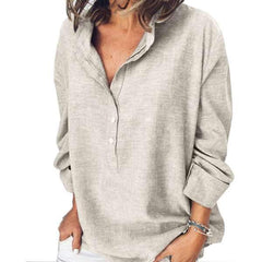 Casual Pure Long sleeve Stand collar Blouses