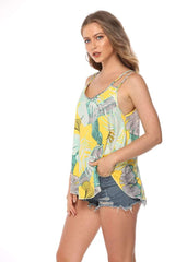 Sexy Loose Print V neck Irregular Vests