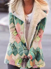 Fashion Printed big lapel single - breasted long sleeve coats