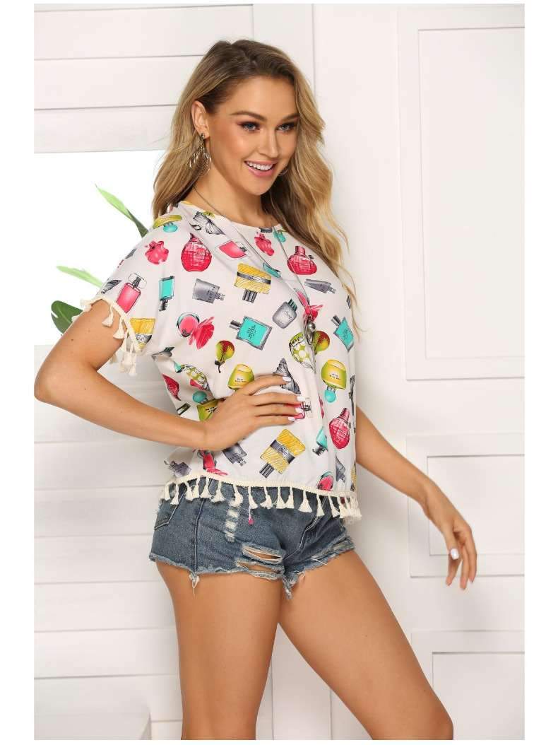 Loose Print Round neck Short sleeve T-Shirts