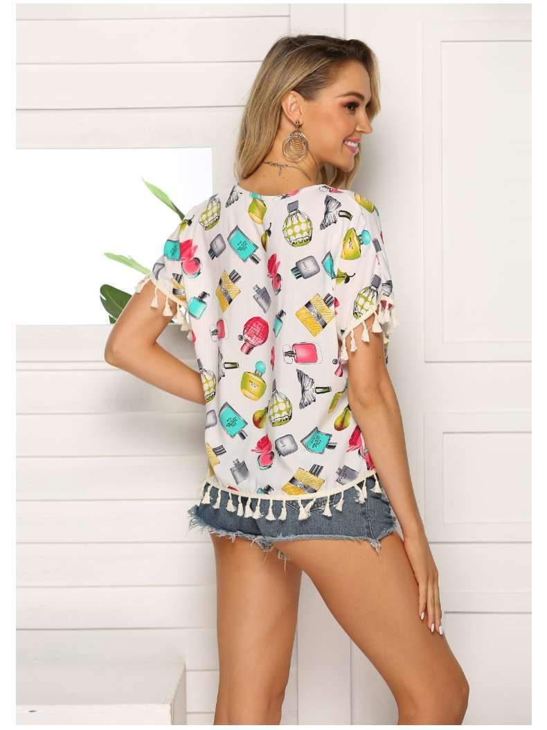 Loose Print Round neck Short sleeve T-Shirts