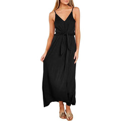 Sexy V neck Lacing Vest Maxi Dresses