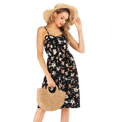 Casual Print Backless Vest Shift Dresses