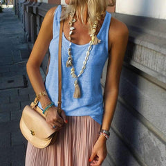 Round Neck Loose Fitting Plain Camis