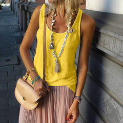 Round Neck Loose Fitting Plain Camis