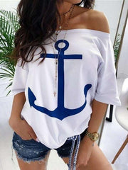 Loose Off shoulder Half sleeve T-Shirts