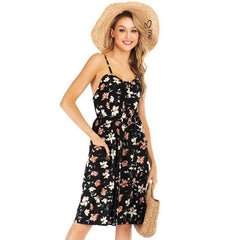 Casual Print Backless Vest Shift Dresses