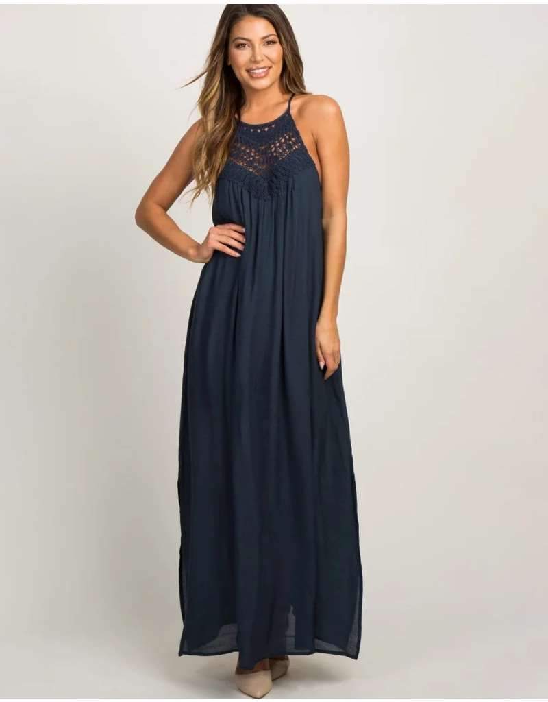 Fashion Loose  Halt Cutout Maxi Dresses