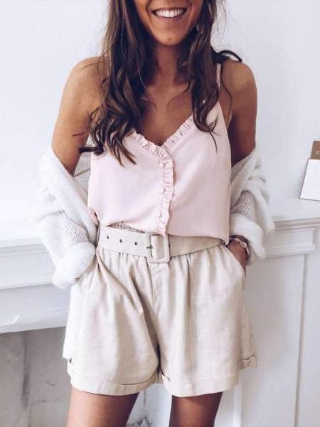 Sexy Backless Falbala  Fastener Vests