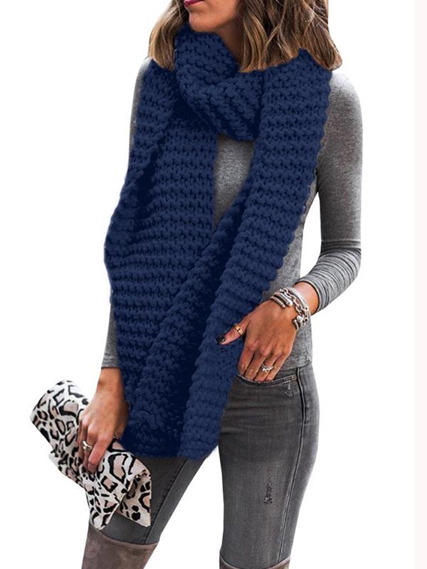 Solid Knitted Warm Daily Woman Scarf