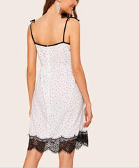 Fashion Loose Lace Point Vest Shift Dresses