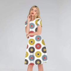 Fashion Print Round neck Shift Dresses