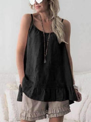 Fashion Pure Round neck Vest Falbala Shift Dresses