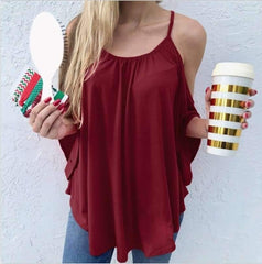 Fashion Pure Off shoulder  Batwing sleeve T-Shirts
