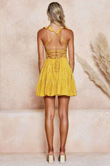 Sexy Backless Lacing Vest Skater Dresses