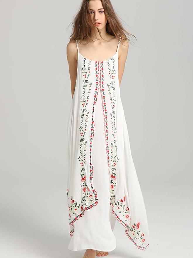 Fashion Print Vest Maxi Dresses
