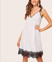 Fashion Loose Lace Point Vest Shift Dresses