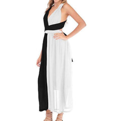 Sexy Backless Gored Vest Skater Dresses