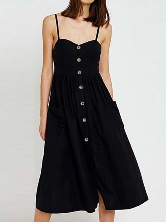 Sexy  Single-breasted Vest Skater Dresses