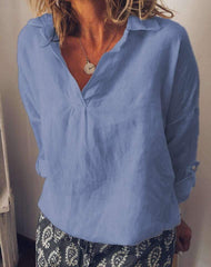 Fashion Pure Lapel Cotton V neck T-Shirts