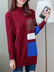 Color-block Turtleneck Sweater