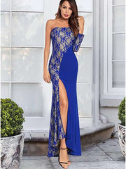 Sexy Lace Vent Single-shoulder Evening Dresses