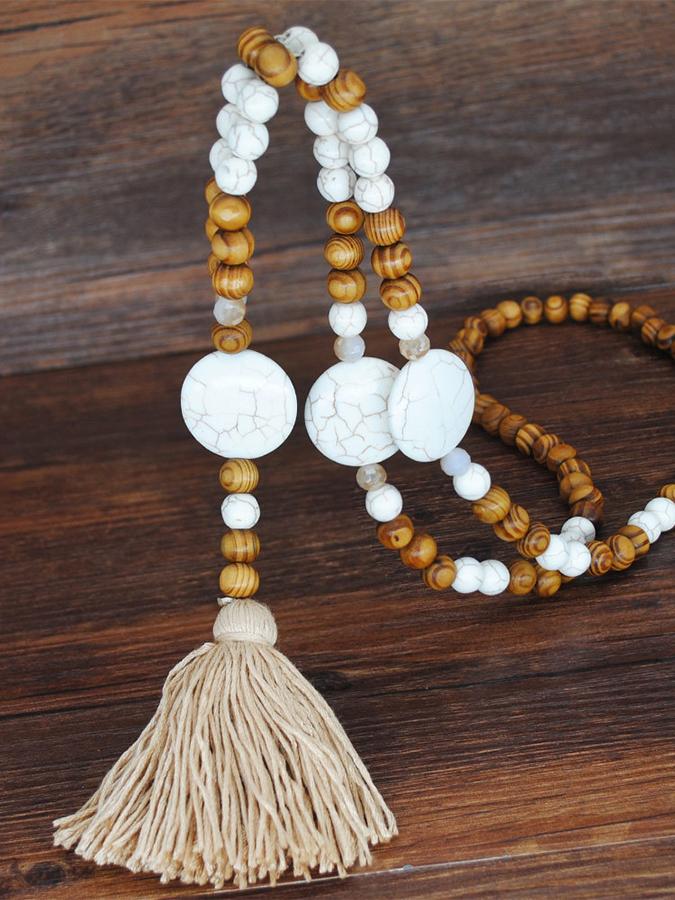 Bohemian clothing pendant tassel sweater necklace