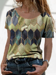 Round neck women short sleeve special printed colorful T-shirts