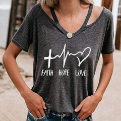 Fashion Loose V neck Print T-Shirts