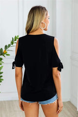 Casual Off shoulder Zipper Lacing T-Shirts