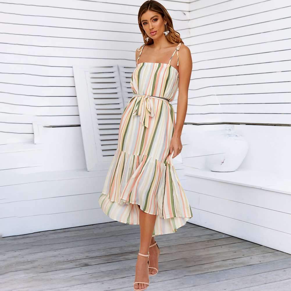 Fashion Drape Loose Print Vest Skater Dresses