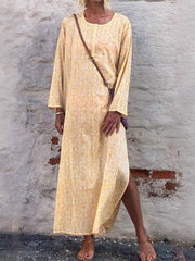 Fashion Round neck Long sleeve Maxi Dresses
