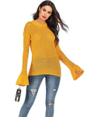 Fashion Plus Knit Hollow out Mandarin sleeve Sweaters