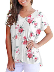 Fashion Print V neck Short sleeve T-Shirts
