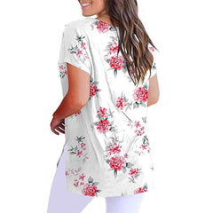 Fashion Print V neck Short sleeve T-Shirts