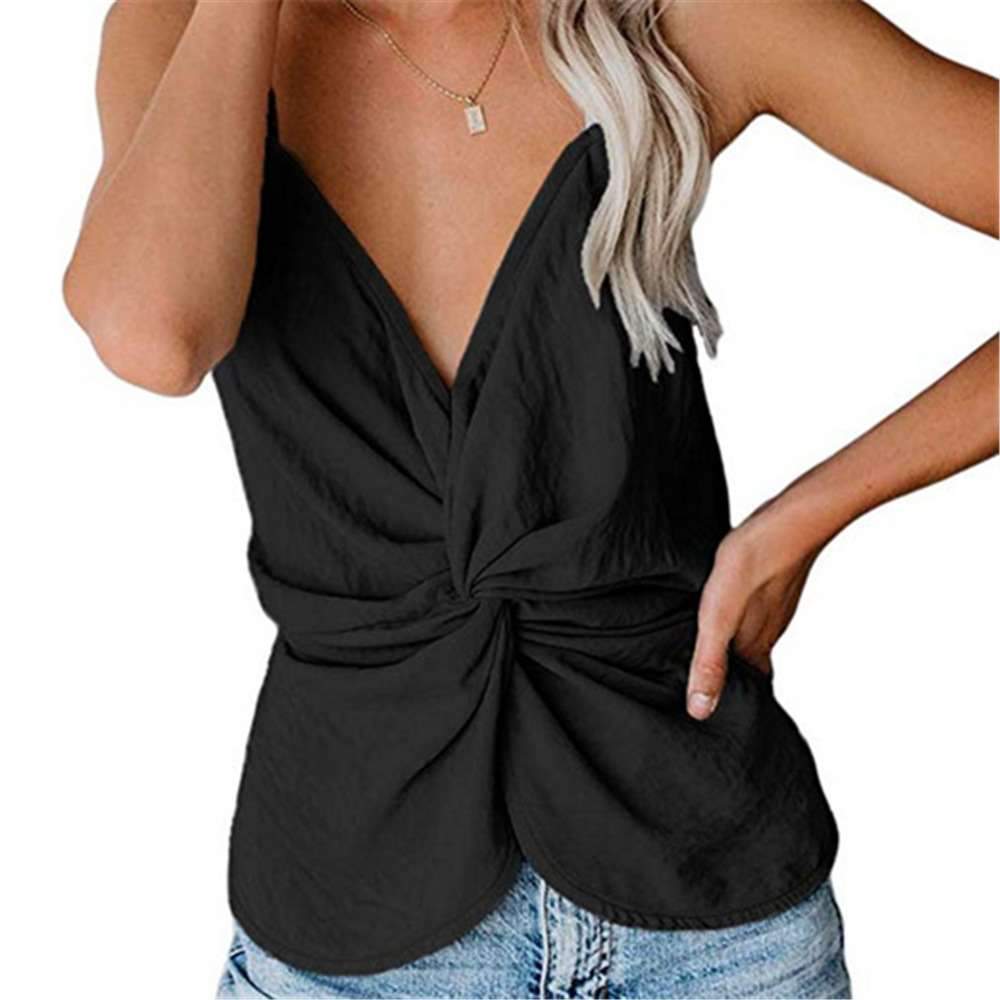 V-Neck Sling Pleated Design Vest