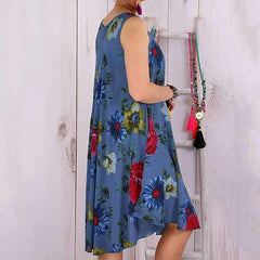 Casual Print Round neck Sleeveless Shift Dresses