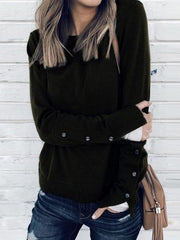 Round Neck Button Plain T-Shirts