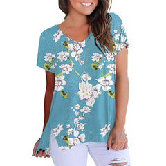 Fashion Print V neck Short sleeve T-Shirts
