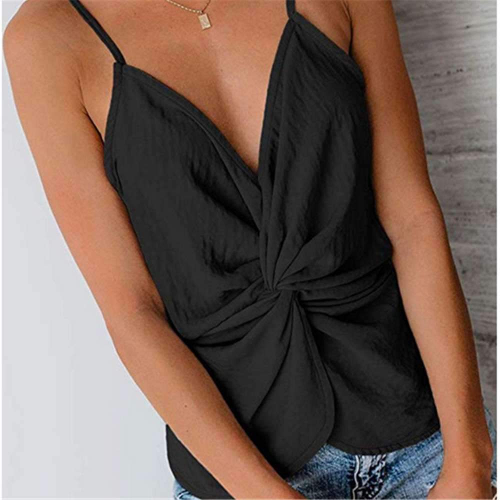 V-Neck Sling Pleated Design Vest