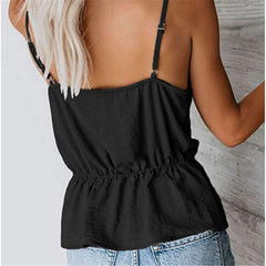 V-Neck Sling Pleated Design Vest