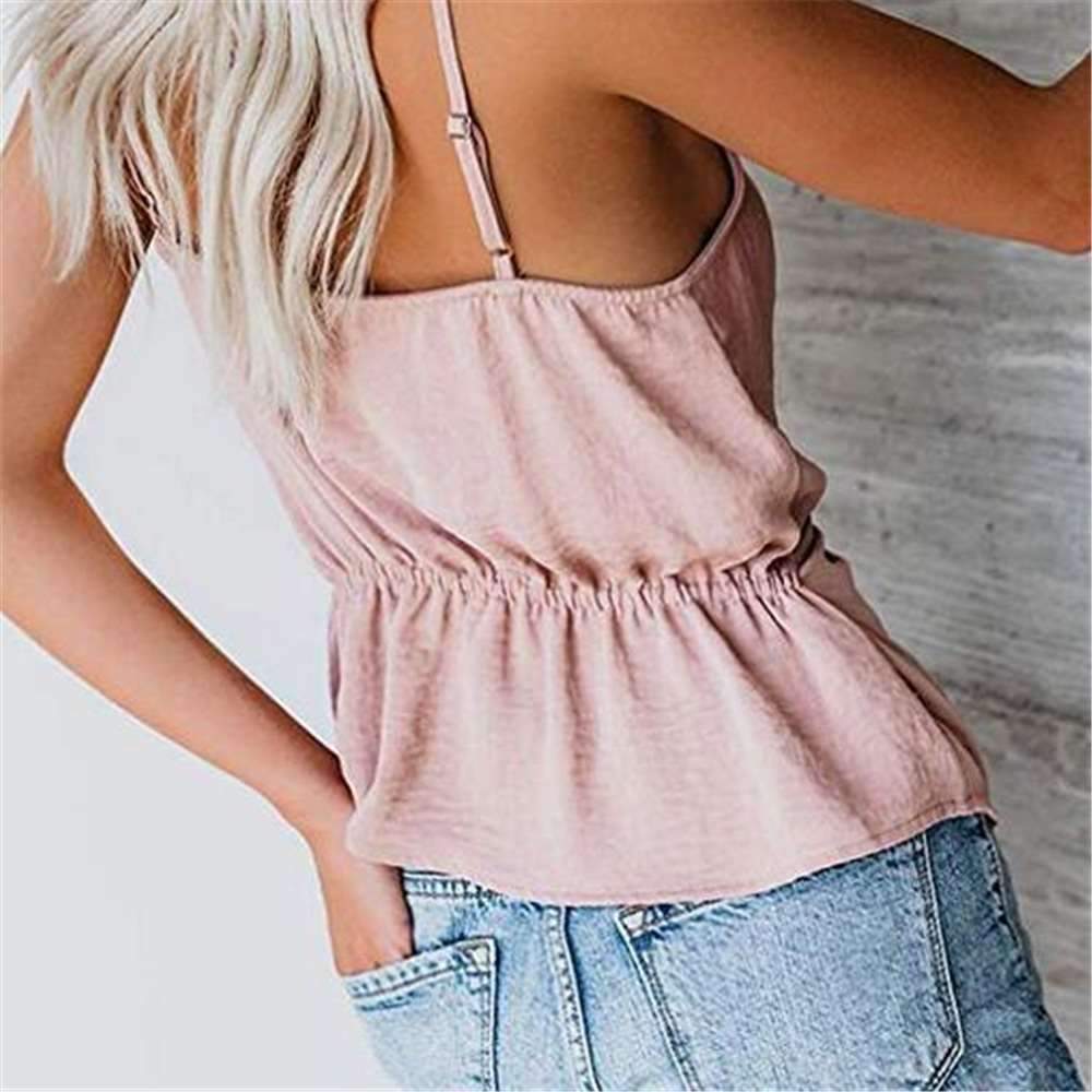 V-Neck Sling Pleated Design Vest